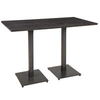Lancaster Table & Seating 30 inch x 60 inch Solid Wood Live Edge Bar Height Table with Antique Slate Gray Finish