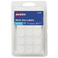 Avery® 06738 3/4 inch Matte White Removable Multi-Use Handwrite Only Round ID Label - 315/Pack