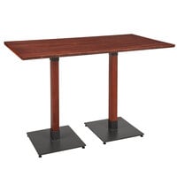 Lancaster Table & Seating Industrial 30" x 60" Solid Wood Live Edge Bar Height Table with Mahogany Finish