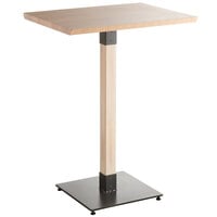 Lancaster Table & Seating Industrial 24" x 30" Solid Wood Live Edge Bar Height Table with Antique White Wash Finish