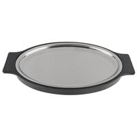 Choice 8 inch x 11 1/2 inch Oval Stainless Steel Sizzler Platter with Thermal Underliner