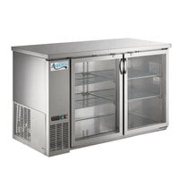 Avantco UBB-2G-HC 59" Stainless Steel Counter Height Glass Door Back Bar Refrigerator with LED Lighting