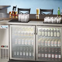 Avantco UBB-2G-HC 59 inch Stainless Steel Counter Height Glass Door Back Bar Refrigerator with LED Lighting