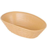 Carlisle 650467 WeaveWear Tan Oval Plastic Serving Basket 9 inch x 6 1/4 inch   - 12/Case