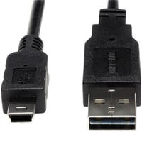 Tripp Lite UR030-006 6' Black USB 2.0 Reversible A to 5-Pin Mini B Cable with 2 Male Connectors