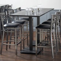 Lancaster Table & Seating 30 inch x 72 inch Solid Wood Live Edge Bar Height Table with Antique Slate Gray Finish