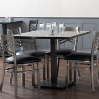 Lancaster Table & Seating 36 inch Square Solid Wood Live Edge Dining Height Table with Antique Slate Gray Finish