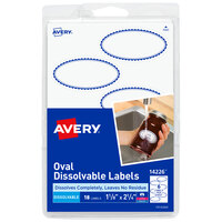 Avery® 14226 1 1/8 inch x 2 1/4 inch Matte White / Blue Dissolvable Printable Oval Label with Border - 18/Pack