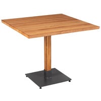 Lancaster Table & Seating 36 inch Square Solid Wood Live Edge Dining Height Table with Antique Natural Finish