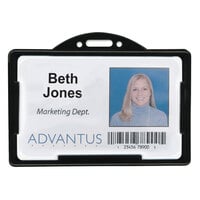 Advantus 75656 3 3/8 inch x 2 1/8 inch Black Horizontal ID Card Holder   - 25/Pack
