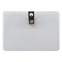 Advantus 75456 4 inch x 3 inch Clear Horizontal ID Badge Holder with Clip - 50/Pack