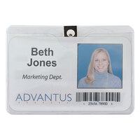 Advantus 75456 4" x 3" Clear Horizontal ID Badge Holder with Clip - 50/Pack