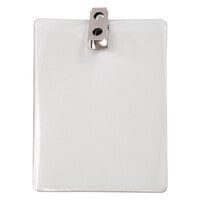 Advantus 75457 3 inch x 4 inch Clear Vertical ID Badge Holder with Clip - 50/Pack