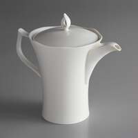 Oneida L6700000861 Lancaster Garden 26 oz. White Porcelain Tea Pot - 12/Case