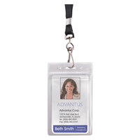 Advantus 91131 2 5/8 inch x 3 3/4 inch Clear Vertical Resealable ID Badge Holder with Lanyard - 20/Pack