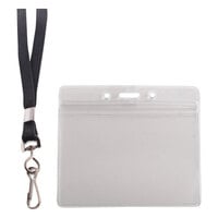 Advantus 91132 3 3/4 inch x 2 5/8 inch Clear Horizontal Resealable ID Badge Holder with Lanyard - 20/Pack