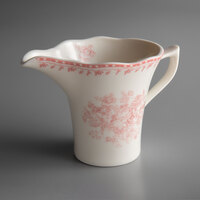 Oneida L6703052807 Lancaster Garden 6 oz. Pink Porcelain Creamer - 36/Case