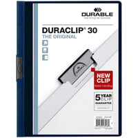 Durable 220328 DuraClip Vinyl Clear / Navy Letter Sized 30 Page Report Cover - 25/Pack