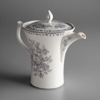 Oneida L6703068861 Lancaster Garden 26 oz. Grey Porcelain Tea Pot - 12/Case