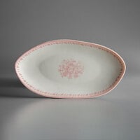 Oneida L6703052342 Lancaster Garden 9 3/4 inch Pink Porcelain Oval Plate - 36/Case