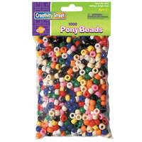 Creativity Street 3552 Chenille Kraft 6 mm x 9mm Plastic Pony Beads in Assorted Colors   - 1000/Pack