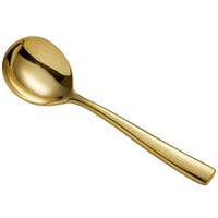 Bon Chef S3001G Manhattan 6 3/8 inch 18/10 Extra Heavy Weight Gold Stainless Steel Bouillon Spoon - 12/Pack