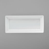Oneida R4020000383 Fusion 14 1/2 inch x 7 inch Bright White Porcelain Rectangular Platter - 12/Case