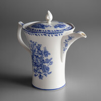 Oneida L6703061861 Lancaster Garden 26 oz. Blue Porcelain Tea Pot - 12/Case