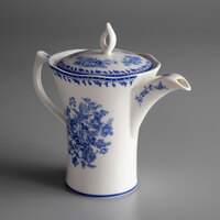 Oneida L6703061860 Lancaster Garden 12 oz. Blue Porcelain Tea Pot - 12/Case