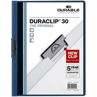 Durable 220307 DuraClip Vinyl Clear / Dark Blue Letter Sized 30 Page Report Cover - 25/Pack