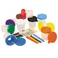 Creativity Street 5104 Chenille Kraft No-Spill Cups and Coordinating Brushes - 10/Set