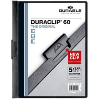 Durable 221401 DuraClip Vinyl Clear / Black Letter Sized 60 Page Report Cover - 25/Pack