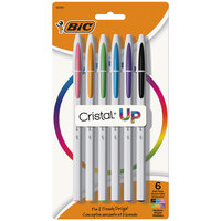 Bic MSUPAP61AST Cristal Up Assorted 1.2 mm Ballpoint Pen with White Barrel - 6/Pack