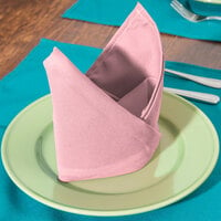 Intedge Pink 100% Polyester Cloth Napkins, 18 inch x 18 inch - 12/Pack