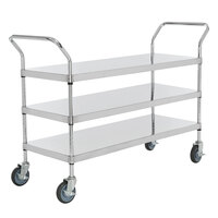 Regency Stainless Steel Three Shelf Utility Cart - 48 inch x 18 inch x 37 inch