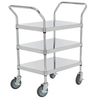 Regency Stainless Steel Three Shelf Utility Cart - 24 inch x 18 inch x 37 inch