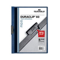 Durable 221407 DuraClip Vinyl Clear / Dark Blue Letter, 60 Page Report Cover - 25/Pack