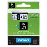 DYMO 45013 D1 1/2 inch x 23' Black on White High-Performance Polyester Removable Label Tape
