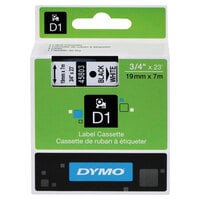 DYMO 45803 D1 3/4 inch x 23' Black on White High-Performance Polyester Removable Label Tape