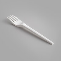 EcoChoice Heavy Weight Compostable 6 1/2 inch White CPLA Plastic Fork - 50/Pack