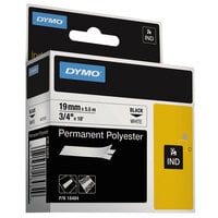 DYMO 18484 Rhino 3/4 inch x 18' Black on White Industrial Polyester Permanent Label Tape
