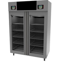 Maturmeat 58 inch Glass Door Stainless Steel Twin Meat Aging Cabinet - 220 lb. + 220 lb. / 100 kg. + 100 kg., 220V, 3700W