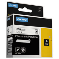 DYMO 18483 Rhino 1/2 inch x 18' Black on White Industrial Polyester Permanent Label Tape