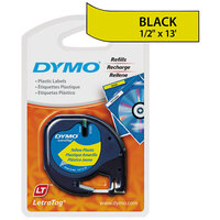 DYMO 91332 LetraTag 1/2 inch x 13' Yellow Plastic Label Tape