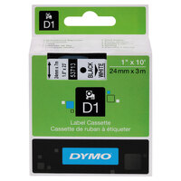 DYMO 53713 D1 1 inch x 23' Black on White High-Performance Polyester Removable Label Tape