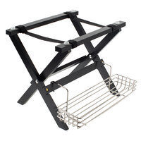 Tablecraft Black Finish Mini Table Tray Stand with Stainless Steel Accessory Rack