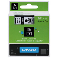 DYMO 40910 D1 3/8 inch x 23' Black on Clear High-Performance Polyester Removable Label Tape