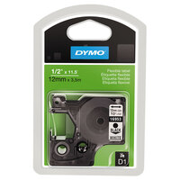 DYMO 16953 D1 1/2 inch x 12' Black on White Flexible Nylon Permanent Label Tape