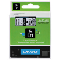 DYMO 45800 D1 3/4 inch x 23' Black on Clear High-Performance Polyester Removable Label Tape