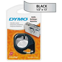 DYMO 91338 LetraTag 1/2 inch x 13' Silver Metallic Plastic Label Tape